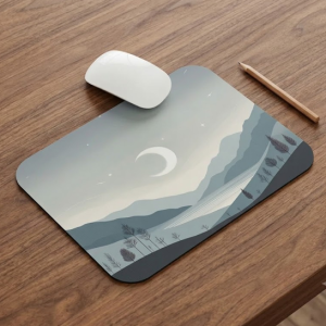 Crescent Moon & Misty Mountain Printed Mouse Pad - Image 1
