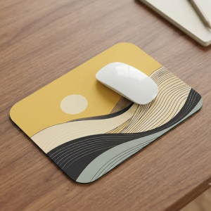 Minimalist Sun & Japanese Mountain Wave Printed Mouse Pad - Image 1